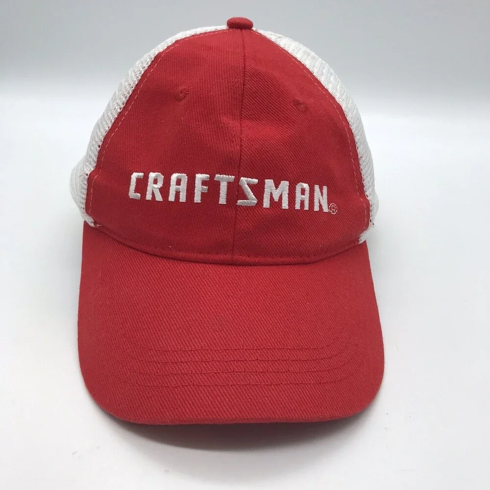 Craftsman Tools Red & White Trucker Ball Cap Mesh Back Snapback OSFM Dad Hat